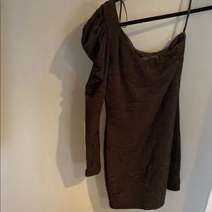 One sleeved mini little black dress